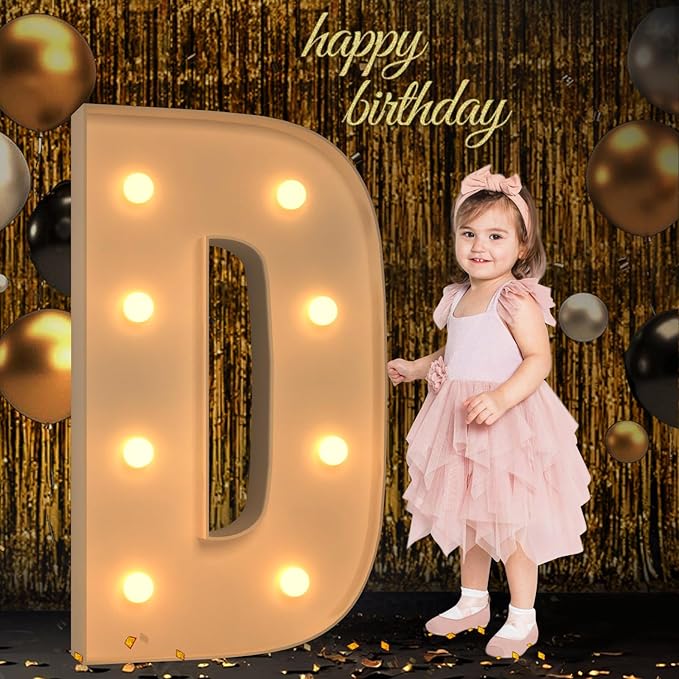 Marquee Letters 3 Feet Tall, 3FT Large Light up Letters D, Big Sign D with Warm White Light for Birthday Wedding Proposal Engagement Graduation Party Backdrop Decorations
