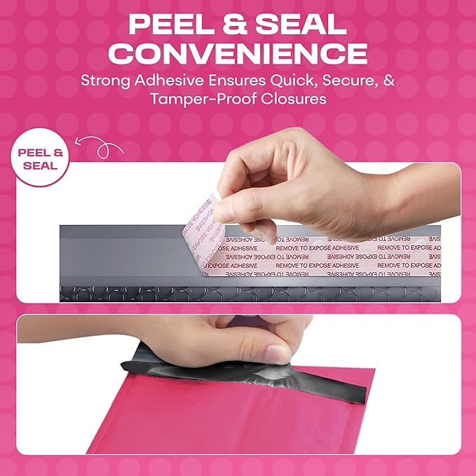 Hot Pink Poly Bubble Mailers 8.5x12 inch #2 | Self Seal Padded Envelopes | Cushioned Bubble Mailer | Usable Size 8.5x11 | WaterProof | Lightweight mailing Shipping Bags | 100 Pack Bulk