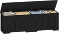 59" Storage Chest, Large Storage Trunk with 2 Hinges, Farmhouse Wooden Box Bench, Lift-Top Organizer Chest, Entryway Trunk for Bedroom, Living Room, Black SB15004X