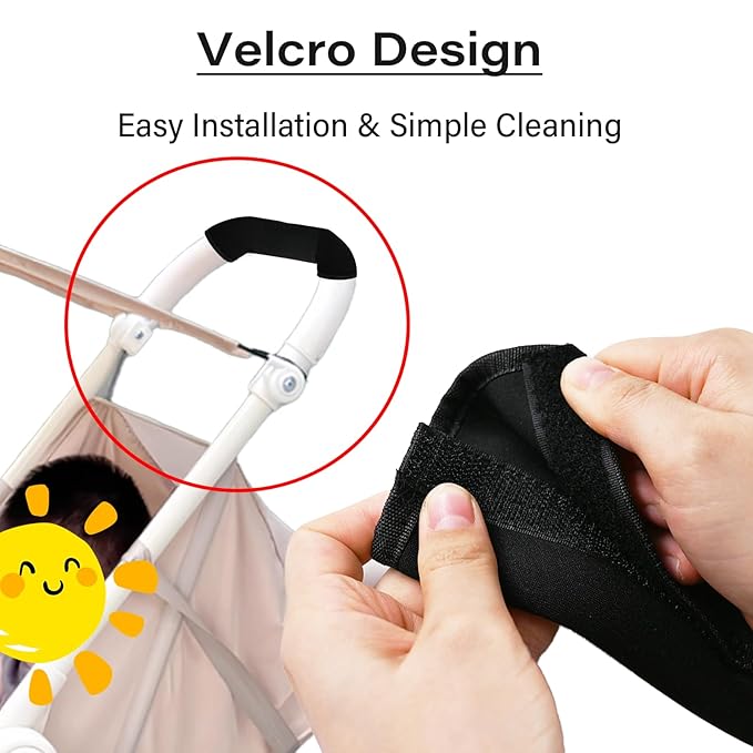 2Pcs 10.82 * 5.51inches Stroller Handlebar Cover,Pushchair Armrest Handle Protector Cover,Pram Bumper Bar Dustproof Handle Gloves Replacement Removable Universal Protective Case Grip Bar Covers