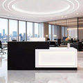 Reception Desk with Counter LED Light and Lockable Drawers and Storage Tall Modern Front Desk Reception Counter for Checkout Lobby Beauty Salon E Right 79inch/200cm