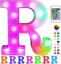 Pooqla Colorful LED Marquee Letter Lights with Remote – Light Up Marquee Signs – Party Bar Letters with Lights Decorations for the Home - Multicolor R