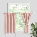 JIUZHEN Short Blackout Curtains for Small Window - Cafe Room Darkening Privacy Thermal Insulated Window Curtains Tiers for Bathroom,Kitchen, W 42 x L 36, Set of 2 Panels with Tiebacks, Blush Pink