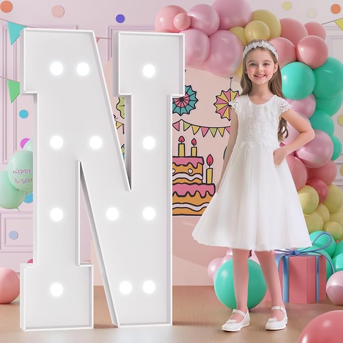 Light Up Letters, Marquee Letters 4 Feet Tall with Cool White Light, Large Letter for Party Graduation Homecoming Wedding Event Decoration, Marry Me Light Up Letter 4ft Marquee Sign Letras N