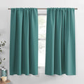 PONY DANCE Rod Pocket Curtains - 42 x 54 inches Sea Teal Blackout Curtain Panels Window Covering Thermal Insulated Light Block for Kitchen Bathroom Privacy Protect Drapes, 2 Pieces