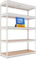 HOMEDANT 47.7" W 5 Tier Heavy Duty Garage Shelving Adjustable Metal Rack Storage Shelves Standing Shelf Unit Organizers Industrial Warehouse Basement Black 1Pack