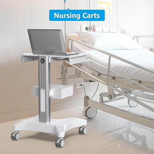Medical Trolley Cart with Laptop Tray and Oral Scanner Holder, Mobile Workstation on Wheels with a Drawer for Hospital Dental Clinics Beauty Salons (OC-3)
