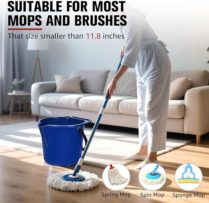 Matthew Cleaning 4.2 Gallon Mop Bucket, Heavy Duty Plastic Cleaning Bucket with Built-in Pour Spout, Mop Holder and Comfort Grip Handle, House and Commercial Cleaning Supplies, Case Pack 12 Pcs Blue