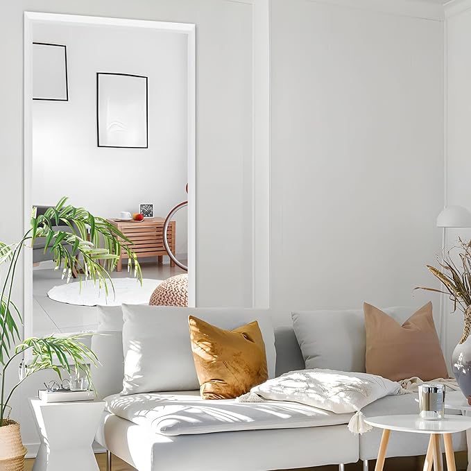 Amorho Bathroom Mirror, 72 X36 Inch White Thick Metal Framed Wall Mirrors for Over 2 Sinks, Bedroom, Living Room, Entryway, Large Rectangle Wall-Mounted Mirrors.