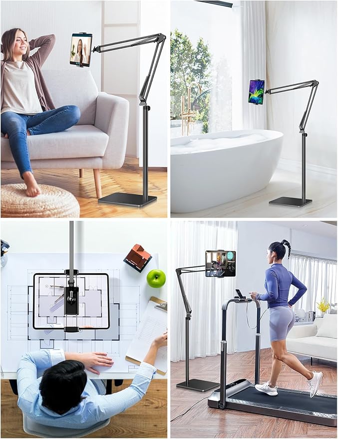 Tablet Floor Stand with 4.2LB Base,Overhead Bed Phone Stand Angle Height Adjustable Tablet Holder Bed,Phone Stand for iPad/iPhoneX/iPad Pro Air Mini, Samsung Tab,E-Readers…