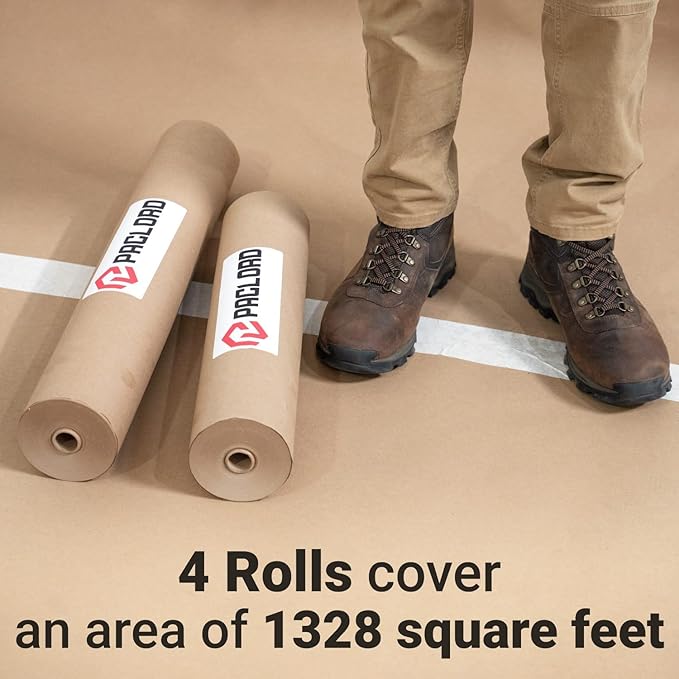 24" x 1992" (166’) Brown Rosin Paper Roll (Pack of 4) - Made in USA Thick Heavy-Duty 7 mil Masking Paper for Surface Protection from Paint, Dust, Foot Traffic - Paint Floor Covering