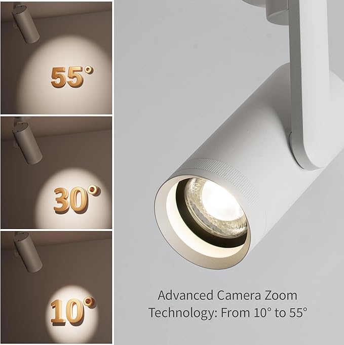 Aisilan Adjustable Dimmable Beam Angle 10-55° Zoomable Spotlight Indoor, 12W Black LED CRI 97 Ceiling Spotlight Fixture, 2 Pack 3000K Modern Wired Accent Lighting for Artwork, Living Room, Mural