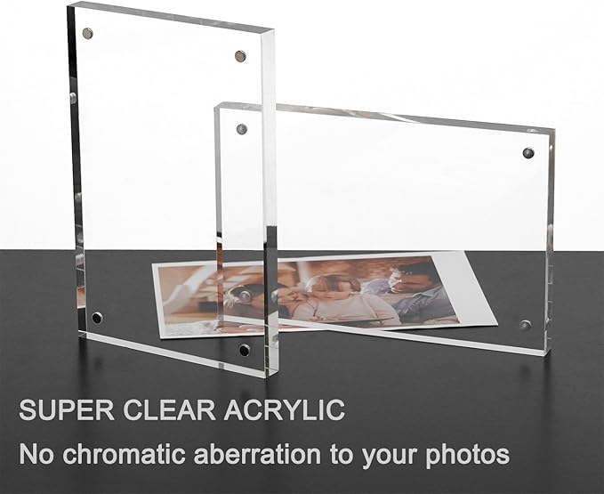 Meetu Acrylic Picture Frame 5x7 Tabletop Photo Frame Magnetic Double Sided Frame Free Standing Desktop for Display Document, Certificate, Photograph, Artwork in Office Room
