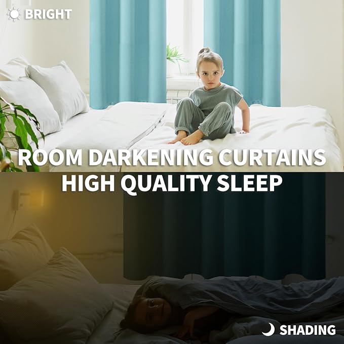 BGment Blackout Curtains - Grommet Thermal Insulated Room Darkening Bedroom and Living Room Curtains, Set of 2 Panels (46 x 84 Inch, Baby Blue)
