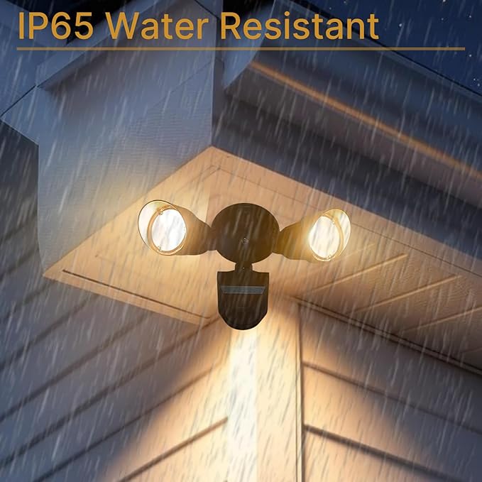 LED Black Motion Sensor 2-Light Bullet Flood Light- 3000K Adjustable Dual Head Outdoor Security Light, Dusk to Dawn, Waterproof, Hardwired Spotlight for Yard, Patio, Garage, Landscape