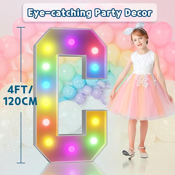 imprsv 4FT Colorful Marquee Letters C, 18 Colors Large Light up Letters Alphabet Sign with Remote, Large Marry Me Sign, Birthday Party Decorations Anniversary Wedding Decoration