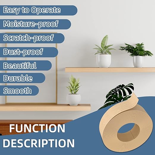 Maple Wood Veneer, 8 inch x 25ft Wood Edge Banding Pre-glued Flexible, Veneer Tape Banding for Cabinet Repair Furniture Restoration