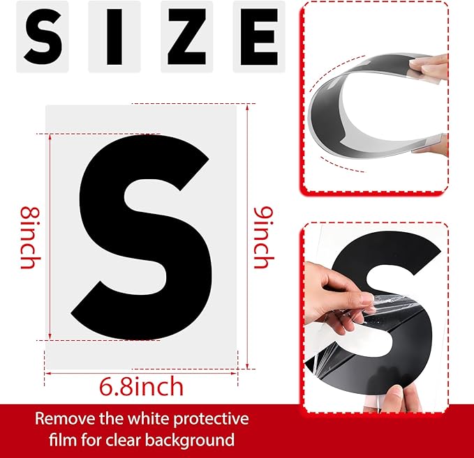 Leinuosen 300 Pcs Sign Letter Printed on Marquee Flexible Outdoor Black Portable Sign Board Plastic Changeable Letters and Numbers Punctuation Acrylic Numbers(8'', 9'')