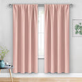 JIUZHEN Blackout Curtains for Bedroom - Thermal Insulated Room Darkening Rod Pocket Curtains for Living Room, Set of 2 Panels with Tiebacks, 38 x 72 Inch Length, Blush Pink