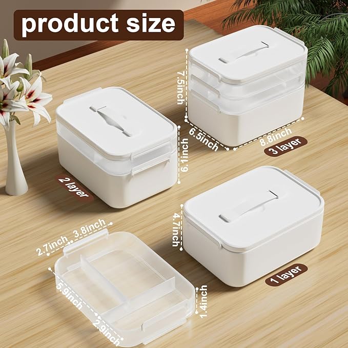 3-Tier Plastic Craft Organizers and Storage Box with Removable Trays, Portable Art Supply Storage Organizer with Handle, Art & Craft Storage for Organizing Bead, Sewing, Tool