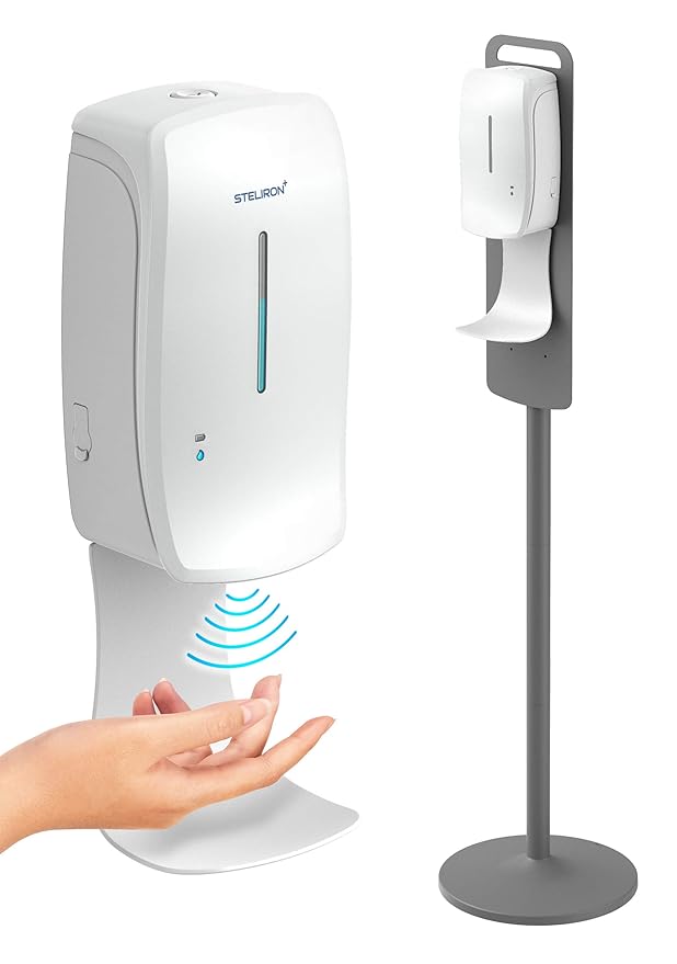 Steliron Automatic Hand Sanitizer Dispenser Station, 34oz Adjustable Floor Stand with Touchless Dispenser (Sanitizing Alcohol Liquid Only)