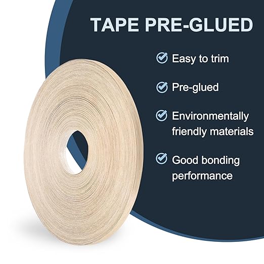 PATIKIL White Oak Edge Banding, 1/2 Inch x 250 ft Wood Veneer Tape Pre-glued Flexible Plywood Edge Banding with Hot Melt Adhesive for Furniture Restoration