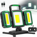 50W 5000LM Rechargeable Work Light, 3-in-1 Magnetic Work Light with Detachable 2 Floodlights, 9 Modes, Foldable&360° Rotatable IP65 Portable LED Worklight with Hooks for Jobsite Garage Car Repairing