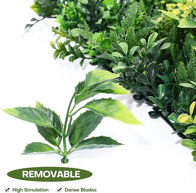 Boshen Artifical Grass Wall Backdrop 6PCS 10"x10" Boxwood Panels Grass Boxwood Hedge Wall Panels Greenery UV Protected Artificial Grass Wall Decor for Party Wedding Backyard Indoor Outdoor