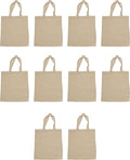 DISCOUNT PROMOS Cotton Canvas Tote Bags Set of 10, Bulk Pack - Reusable, Great for Shopping, Grocery, Beach, Picnic, Wedding Favors - Natural