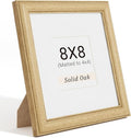 Natural Oak 8x8 Picture Frames Mat to 4x4 Picture Display,Original Wood Handcrafted Photo Frame,Wooden Frame 8x8 with Tempered Glass Graduation Family Wedding Pictures Tabletop & Wall Decor