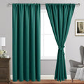 JIUZHEN Christmas Blackout Curtains for Bedroom - Thermal Insulated Room Darkening Rod Pocket Curtains for Living Room, Set of 2 Panels with Tiebacks, 60 x 84 Inch Length, Forest Green