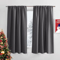 PONY DANCE Bedroom Blackout Curtains - Grey Window Treatments Set Home Decoration Curtains Light Blocking Solid Soft Rod Pocket Drapes for Bedroom Living Room, 52 by 54 in, Gray, 2 Pieces