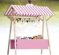 Collapsible Mobile Market Stall Carts Vendor on Wheels, Wood Outdoor Vendor Cart, Easy to Assemble for Parties, Birthdays, Weddings, Bar(Pink2,120cm/47.2in)