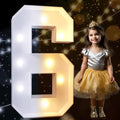 Pooqla 3FT Light Up Marquee Numbers, Cool White and Warm White LED Large Lighted Sign for Party Decoration, Giant Mosaic Numbers for 6th 16th 60th Birthday Decoration, Number 6