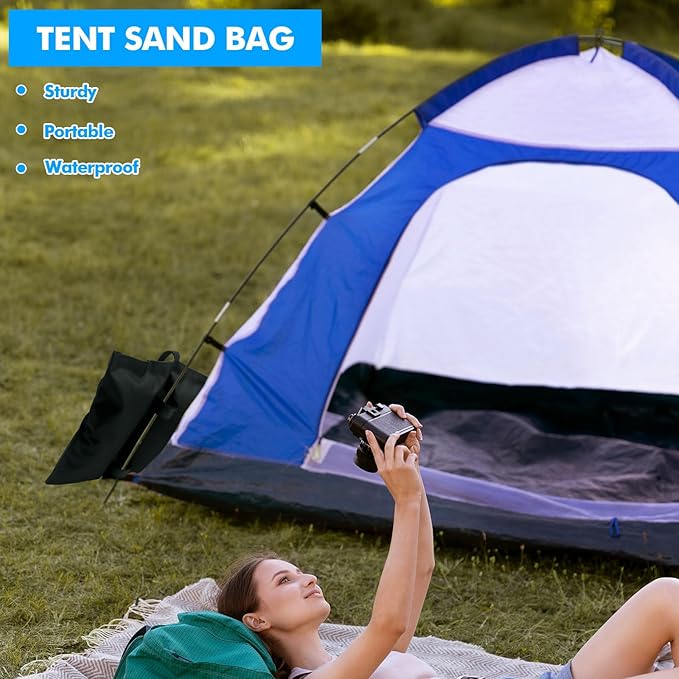 16 Pack 400 LBS Canopy Weight Bags for Canopy Tent Heavy Duty Leg Canopy Weight Sand Bags Black Canopy Support Frame Fixed Sandbag Windproof Sandbag for Patio Umbrella Base Sun Shelter