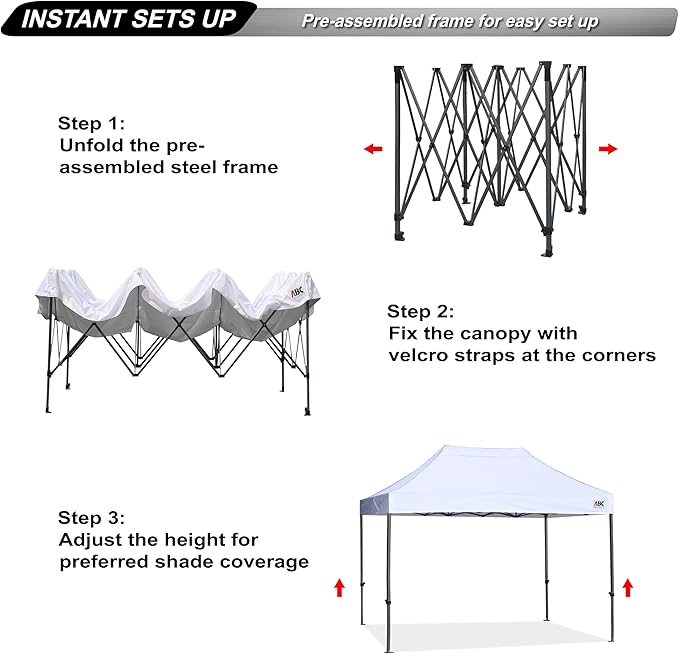 ABCCANOPY Patio Pop Up Canopy Tent 8x12 Commercial-Series (White)