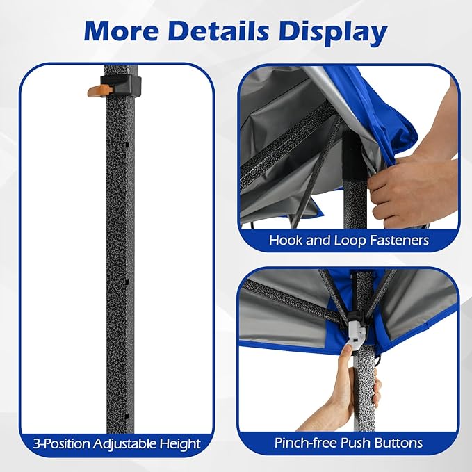 Tangkula 10x10 FT Pop Up Canopy, UPF50+ Portable Outdoor Tent with 8 Stakes, 4 Wind Ropes, Carrying Bag, Foldable Canopy Tent for Beach Party Event Camping