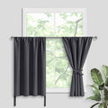 JIUZHEN Short Blackout Curtains for Small Window - Cafe Room Darkening Privacy Energy Saving Window Curtains Tiers for Bathroom,Kitchen, W 42 x L 30, Set of 2 Panels with Tiebacks, Dark Grey