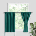 JIUZHEN Short Blackout Curtains for Small Window - Cafe Room Darkening Privacy Thermal Half Window Curtains Tiers for Bathroom,Kitchen, W 42 x L 30, Set of 2 Panels with Tiebacks, Forest Green