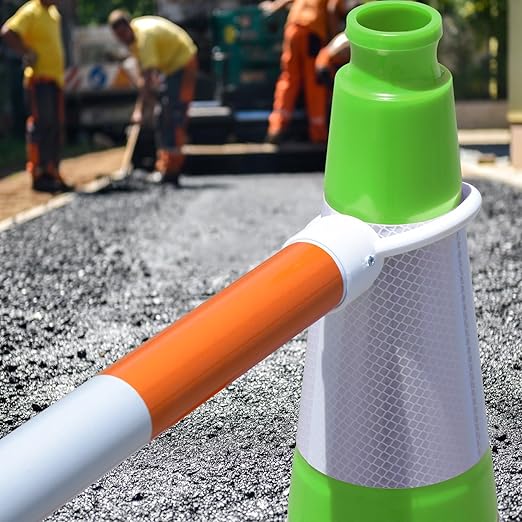 6 Pack 28" Inch Large PVC Traffic Cones with Heavy-Duty Black Base, High-Visibility All-Weather Safety Cones for Road Construction, Parking Lot, Garage Use (6, Green, 28" Large)