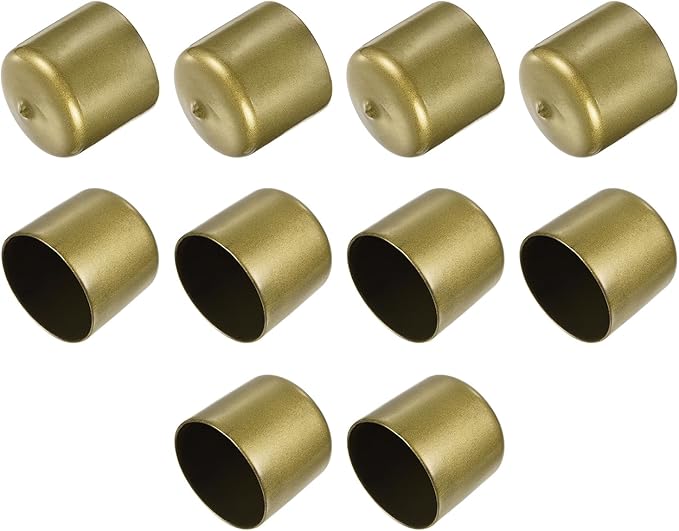 uxcell 10pcs Rubber End Caps 43mm ID Vinyl Round End Cap Cover Screw Thread Protectors Gold