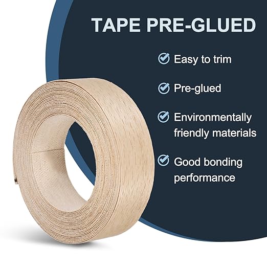 PATIKIL White Oak Edge Banding, 1-1/2 Inch x 25 ft Wood Veneer Tape Pre-glued Flexible Plywood Edge Banding with Hot Melt Adhesive for Furniture Restoration