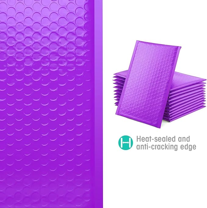GSSUSA Purple Bubble Mailers 6X10 Inches 500 Pack, Padded Poly Bubble Mailer, Small Padded Envelopes Strong Adhesion Bubble Envelopes,Self-Seal Mailing Envelopes for Small Business,Package Supplies