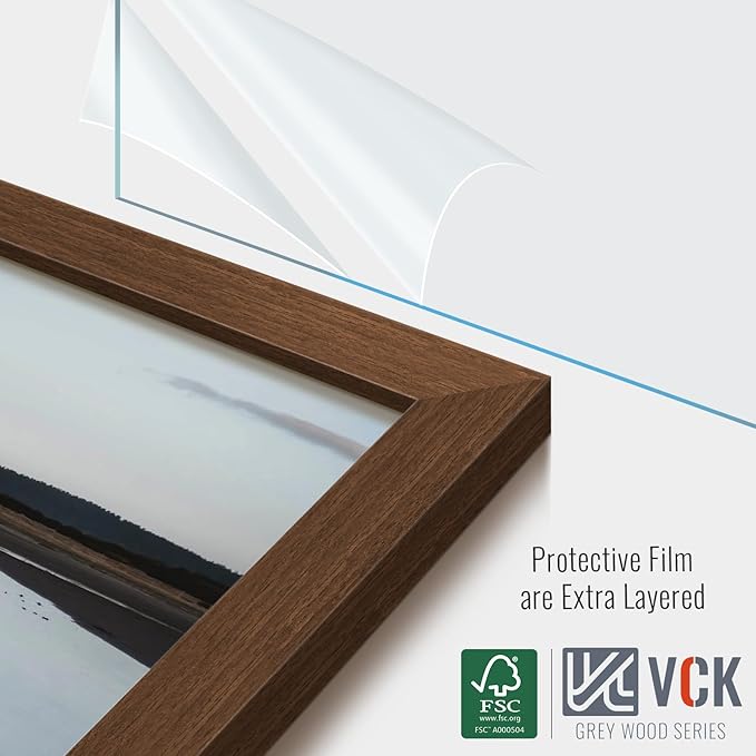 VCK 20x30 Poster Frame 5 Pack - Brown, High-End Wood Picture Frames with Polished Plexiglass, Display 16x24 Photo with Mat or 20x30 without Mat, Art Gallery-Quality, Wall Hanging, Brown