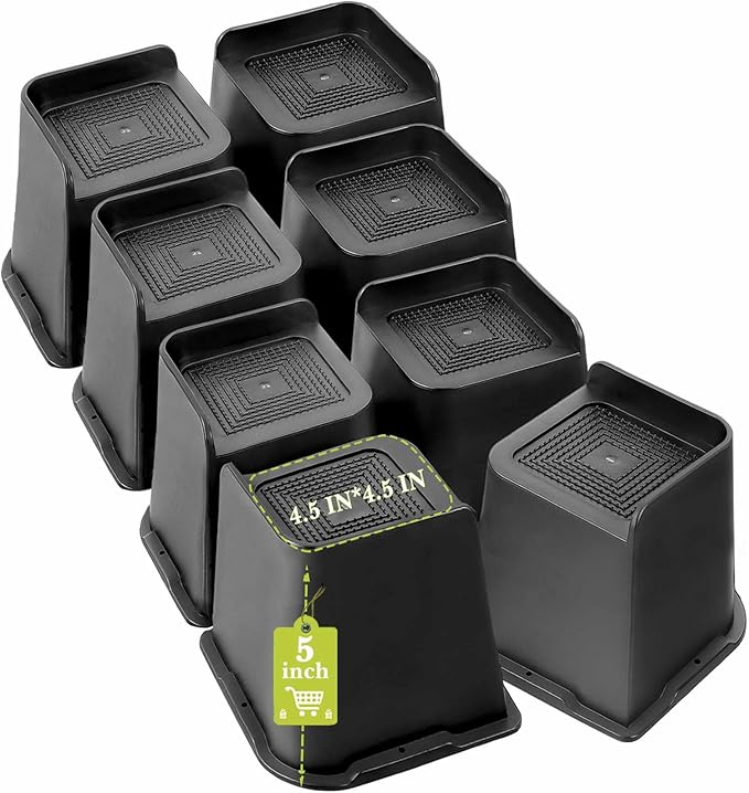 Bed Risers 1 inch, 2 inch, 3 inch, 4 inch, 5 inch, 6 inch, 8 inch Heavy Duty, Oversized Furniture Riser for Couch Sofa Table Chair Leg Frame Dorm, Support up to 6000 Lbs (Black 8 Pack, 5 inch)