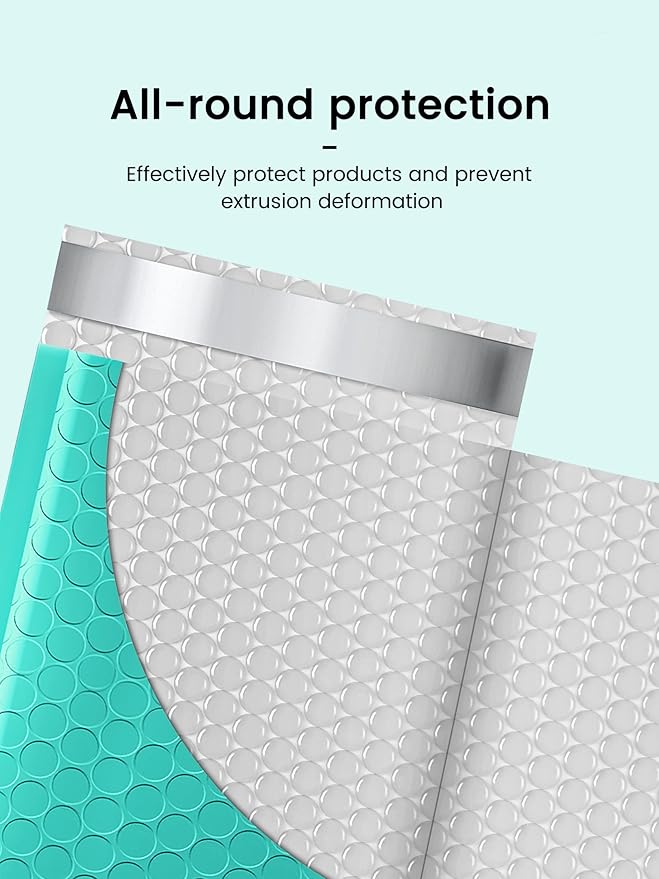 GSSSUSA Bubble Mailers 4x8 Inch 50 Pack Padded Envelopes Usable Size 4x7 Inch Shipping Envelopes Self Seal Small Packaging Shipping Bags for Mailing Jewelry, Small Business, Teal