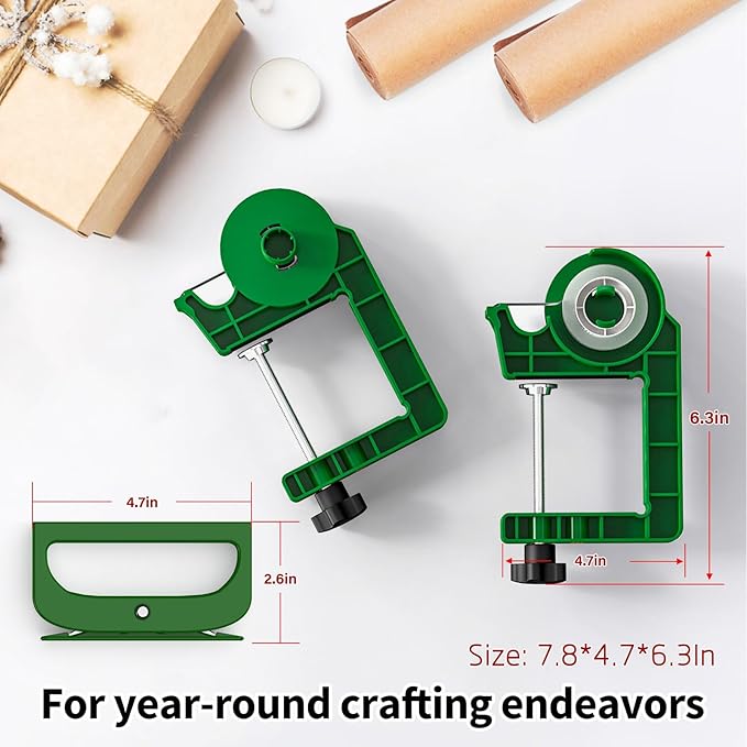 Tabletop Gift Wrapping Tool with Tape Dispenser & Cutter–2 Pack Adjustable Wrapping Paper Table Clamps with 2 Tapes–Perfect for Christmas, Holidays, and Crafting