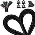 13 1/8ft -5/8Inch Cable Management Sleeve Split Black Cord Protectors Cat Dog Pet Proof - Braided Self-Closing Wire Loom Tubing for Desk PC/TV/Computer/Home Theater/Engine Bay Wire Organizing