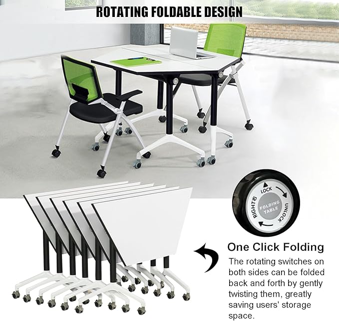 Conference Table,4 Pack Folding Conference Table Flip Top Mobile Training Table,Rolling Meeting Seminar Tables with Caster,Modern Conference Room Tables for 2-10,Seminar Training Table for Office ﻿