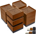 Bed Furniture Risers 4 Inch, Heavy Duty Furniture Elevator in Heights of 1.5, 3 or 4 Inch， Square Raising Blocks for Bed, Couch, Desk, Sofa, Tables,Support Up to 1,300 Lbs (4 Pack-Brown)